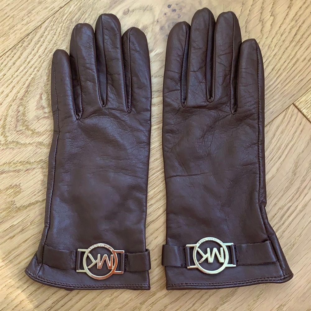 Michael Kors Brown Leather Gloves